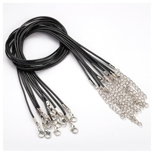 Rockreyoa 1.5mm Bunt Geflochtene Gewachste Halskette Schnur Lederband Kette mit Hummer Schließe und Verlängerungskette Seil Schnur Dünn Schmuckband für DIY Armband, Halskette Schwarz 10 Stück Rockreyoa 1.5mm Bunt Geflochtene Gewachste Halskette Schnur Lederband Kette mit Hummer Schließe und Verlängerungskette Seil Schnur Dünn Schmuckband für DIY Armband, Halskette Schwarz 10 Stück von Rockreyoa