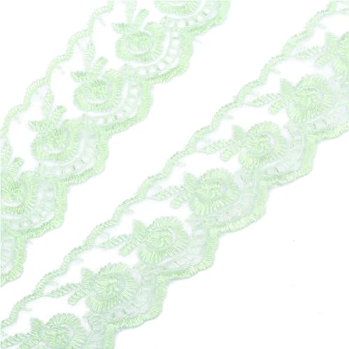 Rockreyoa 10 Yards Spitzenbordüre Stickerei Spitzenbesatz Blume Spitzenband Zierspitze Dekoband Geschenkband für DIY Handwerk Nähen Kleidung Unterwäsche Hochzeitskleid Tischdecke Hellgrün von Rockreyoa