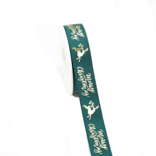 Rockreyoa 10 Yards Weihnachtsband Geschenkband Weihnachtsmotive Dekoband Weihnachten Geschenkbänder Schleifenband Weihnachtsbänder Stoffband Ripsband für DIY Basteln Geschenkverpackung 10# 25mm von Rockreyoa