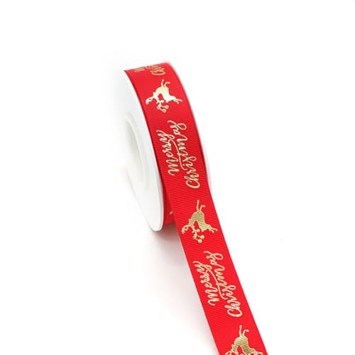 Rockreyoa 10 Yards Weihnachtsband Geschenkband Weihnachtsmotive Dekoband Weihnachten Geschenkbänder Schleifenband Weihnachtsbänder Stoffband Ripsband für DIY Basteln Geschenkverpackung 8# 25mm von Rockreyoa