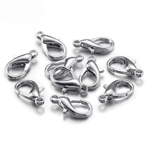 Rockreyoa 100 Stück Kettenverschluss Karabinerverschlüsse Halsketten Verschluss Sprungringöffner Schmuck Verschlüsse Zubehör für Schmuckherstellung, DIY Ohrring Armband Weiß k Farbe 10mm von Rockreyoa