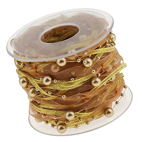 Rockreyoa 10M Perlenband mit Chiffon-Band Perlengirlande Organzaband Perle String Satinband Perlenkette Perlen Schnur Dekoband für DIY Basteln Party Tischdeko Hochzeit Geburtstags 10mm Gold Rockreyoa 10M Perlenband mit Chiffon-Band Perlengirlande Organzaband Perle String Satinband Perlenkette Perlen Schnur Dekoband für DIY Basteln Party Tischdeko Hochzeit Geburtstags 10mm Gold von Rockreyoa