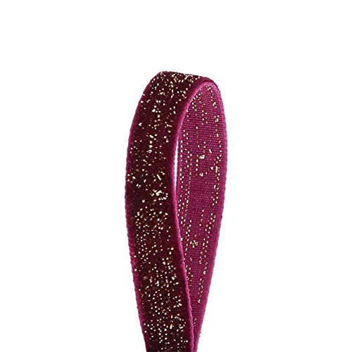 Rockreyoa 10Mx10mm Glitzer Samtband Geschenkband Vintage Schleifenband Glitzerbänder Weich Dekoband Stoffband für Hochzeit DIY-Basteln Geschenkverpackungen Blumensträuße Valentinstag Burgunderrot von Rockreyoa