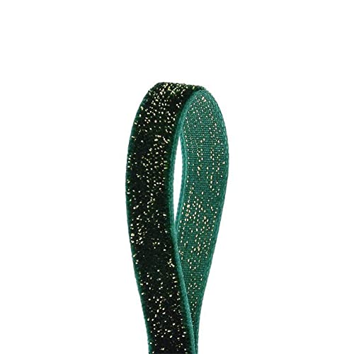 Rockreyoa 10Mx10mm Glitzer Samtband Geschenkband Vintage Schleifenband Glitzerbänder Weich Dekoband Stoffband für Hochzeit DIY-Basteln Geschenkverpackungen Blumensträuße Valentinstag Dunkelgrün von Rockreyoa