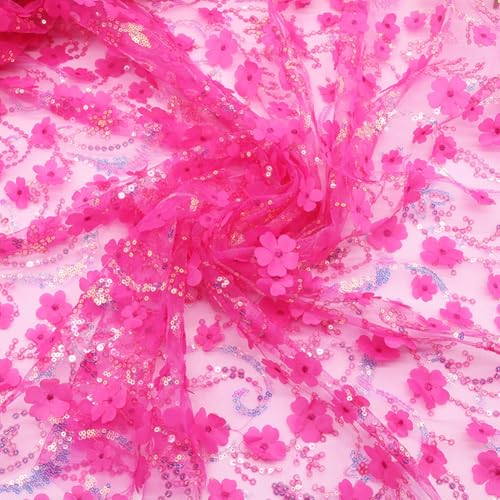 Rockreyoa 130cm 3D-Pailletten Blumen Tüllstoff Spitzen Mesh-Stoff Pailletten-Blumen-Spitzenstoff Meterware für DIY-Kleidung, Damenrock, Hochzeitskleid, Heimdekoration Rosa 3 Yard Rockreyoa 130cm 3D-Pailletten Blumen Tüllstoff Spitzen Mesh-Stoff Pailletten-Blumen-Spitzenstoff Meterware für DIY-Kleidung, Damenrock, Hochzeitskleid, Heimdekoration Rosa 3 Yard von Rockreyoa