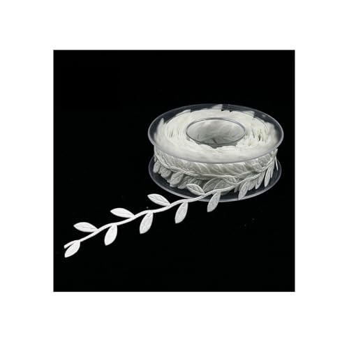 Rockreyoa 15m Künstliche Weinreben Blatt Band Girlande mit Blätterranken Bastelband Satinband Dekoband Blattschnur für DIY Handwerk Party Hochzeits Dekoration Zuhause Weiß 25mm*15m von Rockreyoa