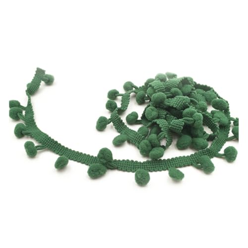Rockreyoa 20 Yard Pom Poms Fransenbesatz Bälle Trim Bordüre Nähspitze Pompom Quaste Trim Band Fransenband Nähband für Kleidung, Vorhang, Kissen, DIY, Nähen, Geschenk, Heimdekoration Militärgrün von Rockreyoa
