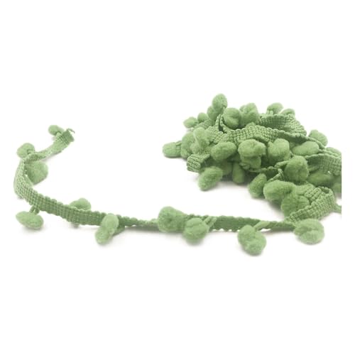 Rockreyoa 20 Yard Pom Poms Fransenbesatz Bälle Trim Bordüre Nähspitze Pompom Quaste Trim Band Fransenband Nähband für Kleidung, Vorhang, Kissen, DIY, Nähen, Geschenk, Heimdekoration Grasgrün von Rockreyoa