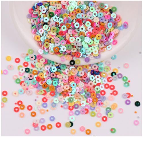Rockreyoa 30 Farben Lose Pailletten, Runde Stickerei Regenbogen-Pailletten mit Löchern zum Basteln?DIY Kunsthandwerk Nähen Schmuck Basteln Dekorationen Nr.16 Zufällig gemischte Farbe 4mm von Rockreyoa