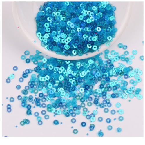 Rockreyoa 30 Farben Lose Pailletten, Runde Stickerei Regenbogen-Pailletten mit Löchern zum Basteln?DIY Kunsthandwerk Nähen Schmuck Basteln Dekorationen Nr.22 Transparentes Dunkelblau 3mm von Rockreyoa