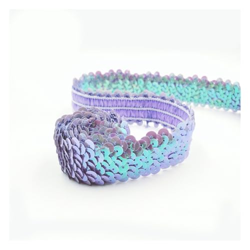 Rockreyoa 3cm Breite Paillettenband Glänzende Paillettenbesatz Bunt Geflochten Paillettenborte Glitzer Dekoband für DIY Nähen Kunsthandwerk Kleiderherstellung Tanzbekleidungen AB Helllila 2 Yard von Rockreyoa