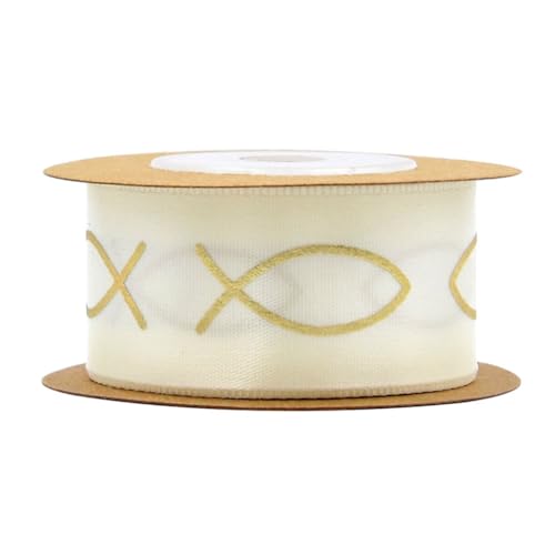 Rockreyoa 5M x 25mm Geschenkband Gold und Silber Schleifenband Bedruckt Satinband mit Feder, Herz, Fisch, Kreis Muster Dekoband für Handwerk Geschenkverpackung Blumen Hochzeitsfeier Fisch-Gold Rockreyoa 5M x 25mm Geschenkband Gold und Silber Schleifenband Bedruckt Satinband mit Feder, Herz, Fisch, Kreis Muster Dekoband für Handwerk Geschenkverpackung Blumen Hochzeitsfeier Fisch-Gold von Rockreyoa