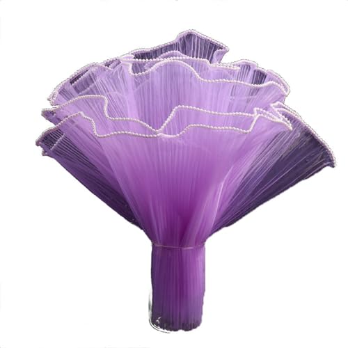 Rockreyoa Blumenstrauß Papier Bunt Blumen-Einwickelpapier mit Perlrand Tüll Geschenkpapier Rüschen Verpackungspapier für Nähen Geburtstag Hochzeit Party Floristenbedarf, 28cm Breite Lila 4m von Rockreyoa