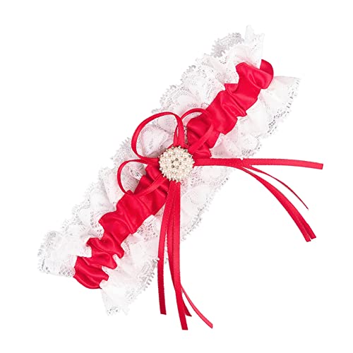 Rockreyoa Braut Strumpfband mit Perle Schleife Spitze Brautstrumpfband Weiß Rüschen Strumpfbänder Elastisch Hochzeitsstrumpfband Satin Bow Leg Band für Damen Brautgeschenk Brautaccessoires Rot Rockreyoa Braut Strumpfband mit Perle Schleife Spitze Brautstrumpfband Weiß Rüschen Strumpfbänder Elastisch Hochzeitsstrumpfband Satin Bow Leg Band für Damen Brautgeschenk Brautaccessoires Rot von Rockreyoa