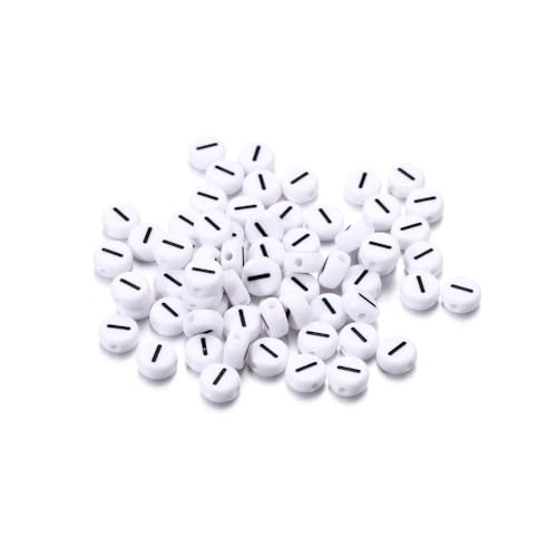 Rockreyoa Buchstabenperlen Weiß Kreis mit schwarzer Buchstaben 100 Stück Acryl Buchstaben Perlen zum Auffädeln für armbänder Haarband Schmuck Basteln DIY Crafts Schlüsselanhängern,4 x 7 MM I von Rockreyoa