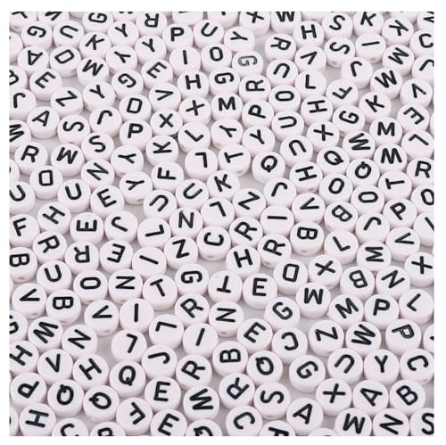 Rockreyoa Bunte Buchstabenperlen Zahlenperlen 200 Stück 4 x 7 MM Acryl Spacer Perlen Buchstaben Perlen zum Auffädeln Bastelperlen für Armbänder, Halsketten, Schmuckherstellung,Gemischt 1# von Rockreyoa
