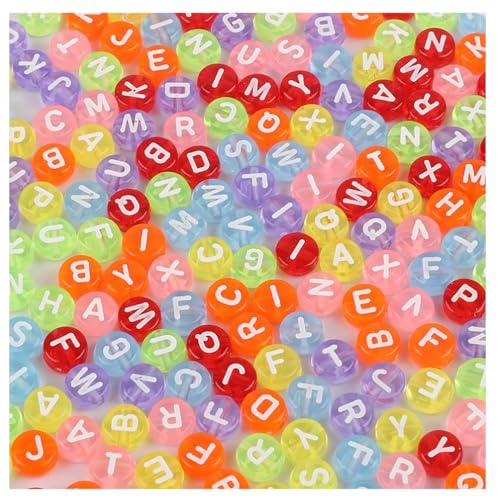 Rockreyoa Bunte Buchstabenperlen Zahlenperlen 200 Stück 4 x 7 MM Acryl Spacer Perlen Buchstaben Perlen zum Auffädeln Bastelperlen für Armbänder, Halsketten, Schmuckherstellung,Gemischt 10# von Rockreyoa