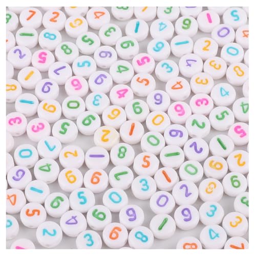 Rockreyoa Bunte Buchstabenperlen Zahlenperlen 200 Stück 4 x 7 MM Acryl Spacer Perlen Buchstaben Perlen zum Auffädeln Bastelperlen für Armbänder, Halsketten, Schmuckherstellung,Gemischt 11# von Rockreyoa