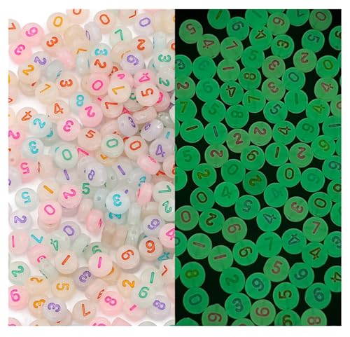 Rockreyoa Bunte Buchstabenperlen Zahlenperlen 200 Stück 4 x 7 MM Acryl Spacer Perlen Buchstaben Perlen zum Auffädeln Bastelperlen für Armbänder, Halsketten, Schmuckherstellung,Gemischt 17# von Rockreyoa