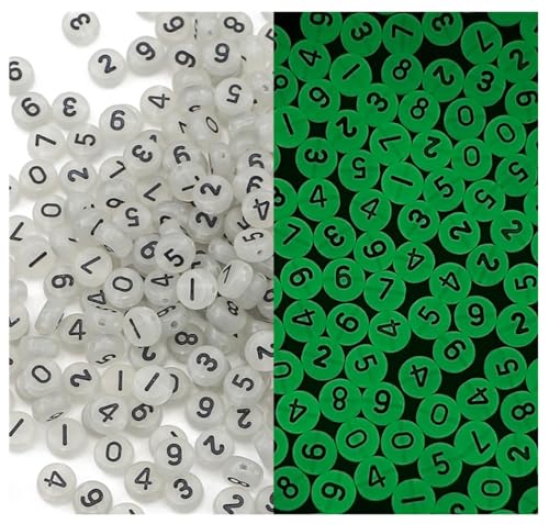 Rockreyoa Bunte Buchstabenperlen Zahlenperlen 200 Stück 4 x 7 MM Acryl Spacer Perlen Buchstaben Perlen zum Auffädeln Bastelperlen für Armbänder, Halsketten, Schmuckherstellung,Gemischt 18# von Rockreyoa