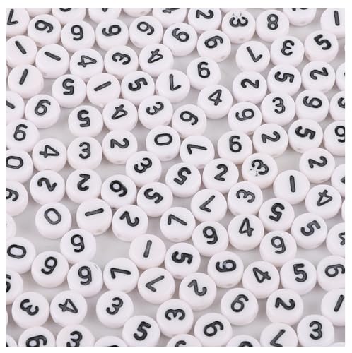Rockreyoa Bunte Buchstabenperlen Zahlenperlen 200 Stück 4 x 7 MM Acryl Spacer Perlen Buchstaben Perlen zum Auffädeln Bastelperlen für Armbänder, Halsketten, Schmuckherstellung,Gemischt 2# von Rockreyoa