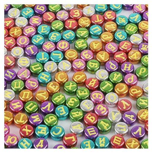 Rockreyoa Bunte Buchstabenperlen Zahlenperlen 200 Stück 4 x 7 MM Acryl Spacer Perlen Buchstaben Perlen zum Auffädeln Bastelperlen für Armbänder, Halsketten, Schmuckherstellung,Gemischt 23# von Rockreyoa
