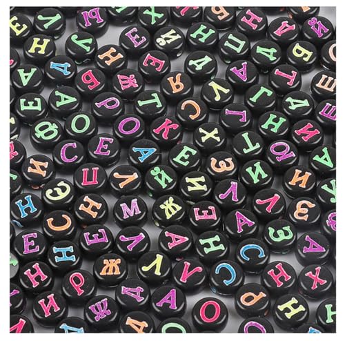 Rockreyoa Bunte Buchstabenperlen Zahlenperlen 200 Stück 4 x 7 MM Acryl Spacer Perlen Buchstaben Perlen zum Auffädeln Bastelperlen für Armbänder, Halsketten, Schmuckherstellung,Gemischt 26# von Rockreyoa