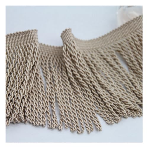 Rockreyoa Fransenborte Fransen Spitzenband Quastenbesatz Fringe Trim Fenstervorhänge Accessoires Makramee-vorhänge Bordüre Dekor für Gardinen Heimwerker Nähzubehör Kissendekor Beige von Rockreyoa