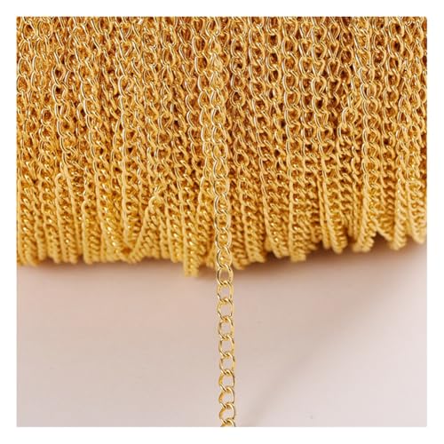 Rockreyoa Kabel Gliederkette DIY Chain Kettenband Schmuckkette Kette Meterware Gliederkette Verdrehte Ketten Panzerketten für Halsketten, Armbänder, Schmuck Zubehör Gold 2.5mm*12m Rockreyoa Kabel Gliederkette DIY Chain Kettenband Schmuckkette Kette Meterware Gliederkette Verdrehte Ketten Panzerketten für Halsketten, Armbänder, Schmuck Zubehör Gold 2.5mm*12m von Rockreyoa