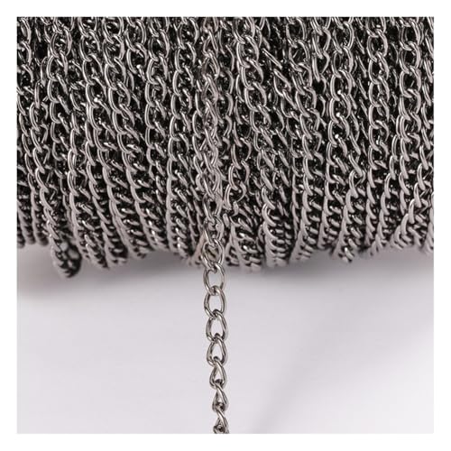 Rockreyoa Kabel Gliederkette DIY Chain Kettenband Schmuckkette Kette Meterware Gliederkette Verdrehte Ketten Panzerketten für Halsketten, Armbänder, Schmuck Zubehör Pistole Schwarz 4.5mm*12m Rockreyoa Kabel Gliederkette DIY Chain Kettenband Schmuckkette Kette Meterware Gliederkette Verdrehte Ketten Panzerketten für Halsketten, Armbänder, Schmuck Zubehör Pistole Schwarz 4.5mm*12m von Rockreyoa