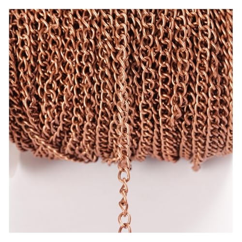 Rockreyoa Kabel Gliederkette DIY Chain Kettenband Schmuckkette Kette Meterware Gliederkette Verdrehte Ketten Panzerketten für Halsketten, Armbänder, Schmuck Zubehör Rot-Bronze 2.5mm*12m Rockreyoa Kabel Gliederkette DIY Chain Kettenband Schmuckkette Kette Meterware Gliederkette Verdrehte Ketten Panzerketten für Halsketten, Armbänder, Schmuck Zubehör Rot-Bronze 2.5mm*12m von Rockreyoa