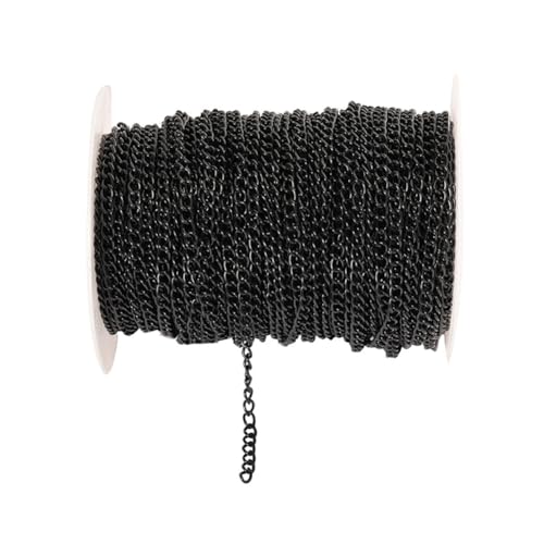 Rockreyoa Kabel Gliederkette DIY Chain Kettenband Schmuckkette Kette Meterware Gliederkette Verdrehte Ketten Panzerketten für Halsketten, Armbänder, Schmuck Zubehör Schwarz 2.5mm*6m Rockreyoa Kabel Gliederkette DIY Chain Kettenband Schmuckkette Kette Meterware Gliederkette Verdrehte Ketten Panzerketten für Halsketten, Armbänder, Schmuck Zubehör Schwarz 2.5mm*6m von Rockreyoa