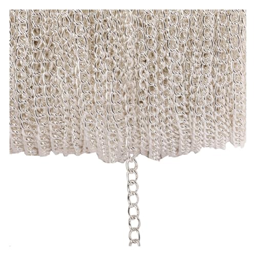 Rockreyoa Kabel Gliederkette DIY Chain Kettenband Schmuckkette Kette Meterware Gliederkette Verdrehte Ketten Panzerketten für Halsketten, Armbänder, Schmuck Zubehör Silber 2.5mm*12m Rockreyoa Kabel Gliederkette DIY Chain Kettenband Schmuckkette Kette Meterware Gliederkette Verdrehte Ketten Panzerketten für Halsketten, Armbänder, Schmuck Zubehör Silber 2.5mm*12m von Rockreyoa