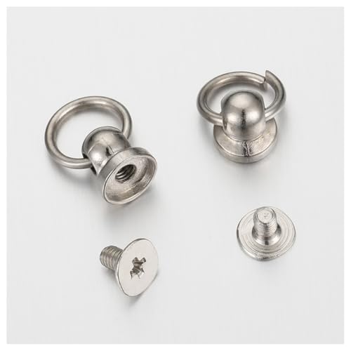 Rockreyoa O-Ring Kopf Button Studs Messing Schraube Nieten mit Ring, Schraubverschluss und Zugring, Rivet Leder Handwerk Niete Metallknopfnieten für Handwerk DIY, Tasche Weiß K 20 Stück von Rockreyoa