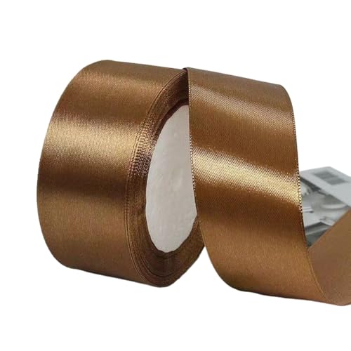 Hochwertiges Satinband zum Verpacken von Geschenken, Kuchendekorationen, Hochzeitsschleifen und Bastelarbeiten, weich, langlebig und elegant, perfekt für jeden Anlass, Braun, 4 x 22 m von Rocky Green