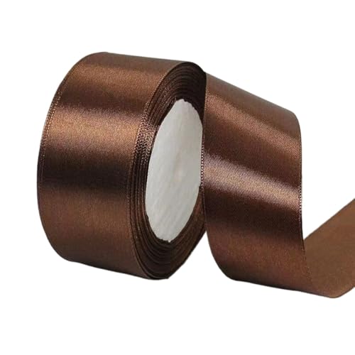 Hochwertiges Satinband zum Verpacken von Geschenken, Kuchendekorationen, Hochzeitsschleifen und Bastelarbeiten, weich, langlebig und elegant, perfekt für jeden Anlass, Dunkelbraun, 4 x 22 m von Rocky Green