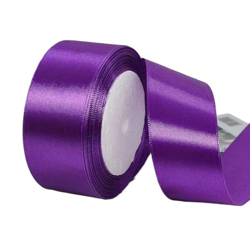 Hochwertiges Satinband zum Verpacken von Geschenken, Kuchendekorationen, Hochzeitsschleifen und Bastelarbeiten, weich, langlebig und elegant, perfekt für jeden Anlass, Dunkelviolett, 4 cm x 22 m von Rocky Green