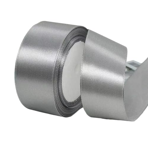 Hochwertiges Satinband zum Verpacken von Geschenken, Kuchendekorationen, Hochzeitsschleifen und Bastelarbeiten, weich, langlebig und elegant, perfekt für jeden Anlass, Grau, 4 cm x 22 m von Rocky Green