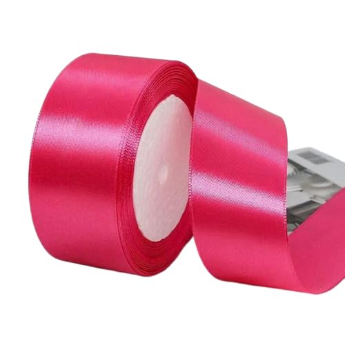 Hochwertiges Satinband zum Verpacken von Geschenken, Kuchendekorationen, Hochzeitsschleifen und Bastelarbeiten, weich, langlebig und elegant, perfekt für jeden Anlass, Hellrosarot, 4 cm x 22 m von Rocky Green