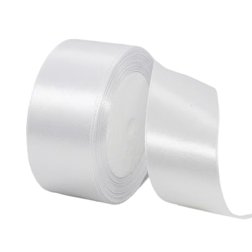 Hochwertiges Satinband zum Verpacken von Geschenken, Kuchendekorationen, Hochzeitsschleifen und Bastelarbeiten, weich, langlebig und elegant, perfekt für jeden Anlass, Weiß, 4 cm x 22 m von Rocky Green