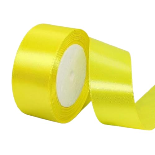 Hochwertiges Satinband zum Verpacken von Geschenken, Kuchendekorationen, Hochzeitsschleifen und Bastelarbeiten, weich, langlebig und elegant, perfekt für jeden Anlass, Zitronengelb, 4 cm x 22 m von Rocky Green