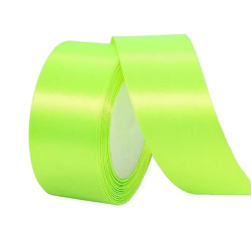 Hochwertiges Satinband zum Verpacken von Geschenken, Kuchendekorationen, Hochzeitsschleifen und Bastelarbeiten, weich, langlebig und elegant, perfekt für jeden Anlass, fluoreszierendes Grün, 4 cm x 22 von Rocky Green