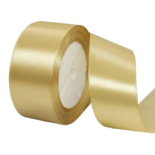 Hochwertiges Satinband zum Verpacken von Geschenken, Kuchendekorationen, Hochzeitsschleifen und Bastelarbeiten, weich, langlebig und elegant, perfekt für jeden Anlass (Tyrann-Gold, 4 cm x 22 m) von Rocky Green