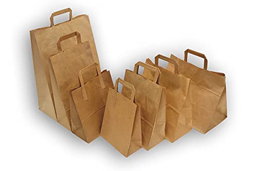 Rodenbacher Papieragentur GmbH 250 St. Papiertragetaschen braun mit Henkel 175x90x230 mm, Papiertüten, Papierbeutel, Einkaufstüten, Geschenktüten von Rodenbacher Papieragentur GmbH