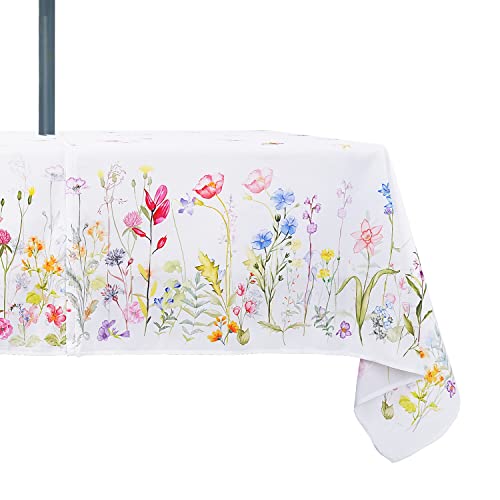 Outdoor-Tischdecke mit Schirmloch, Frühling und Sommer, Outdoor-Tischdecke, Stoff, auslaufsicher und wasserdicht, mit Reißverschluss, florale Tischdecke für Frühling/Sommer/Party/Picknick, rechteckig von Rodvnyh