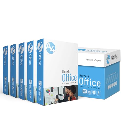 Roe Tenpo A4-Druckerpapier, glatte weiße Papieroberfläche, kompatibel mit Tintenstrahl- und Laserdruckern, ideal für Zuhause und Büro, Kopieren, Drucken von Flyern, Berichten und mehr (5 Ries) von Roe Tenpo