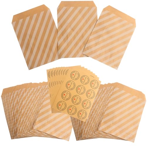 Roellgs 100 Stück Hochzeit Süßigkeiten Papiertüten Süßigkeiten Tüten Keks Papiertüten Geschenktüten Süßigkeiten Kleine Papiertüten Kraft Candy Gestreifte Papiertüten zum Verpacken von Keksen, Roellgs 100 Stück Hochzeit Süßigkeiten Papiertüten Süßigkeiten Tüten Keks Papiertüten Geschenktüten Süßigkeiten Kleine Papiertüten Kraft Candy Gestreifte Papiertüten zum Verpacken von Keksen, von Roellgs