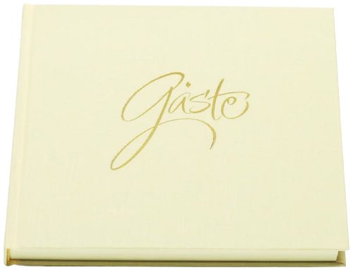 Rössler Papier 18781002124 - Gästebuch (192 weiße Seiten, 96 Blatt, 21 x 21 cm) ivory mit Stoffbezug und Goldfolie, gebunden, 1 Stück von Rössler Papier