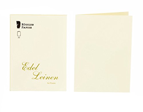 Rössler 2160705802 - Edel Leinen - Doppelkarten-Pack DIN A6, 20 Stück, ivory von Rössler Papier