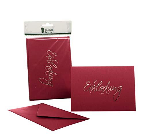 Rössler Papier 1181955072 - Kartenpack DIN B6 (120/240 x 169 mm), Einladung - rosso von Rössler Papier